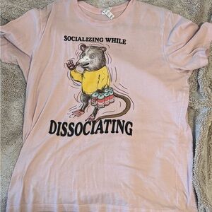 Socializing while disassociating possum 100% cotton XL T-shirt